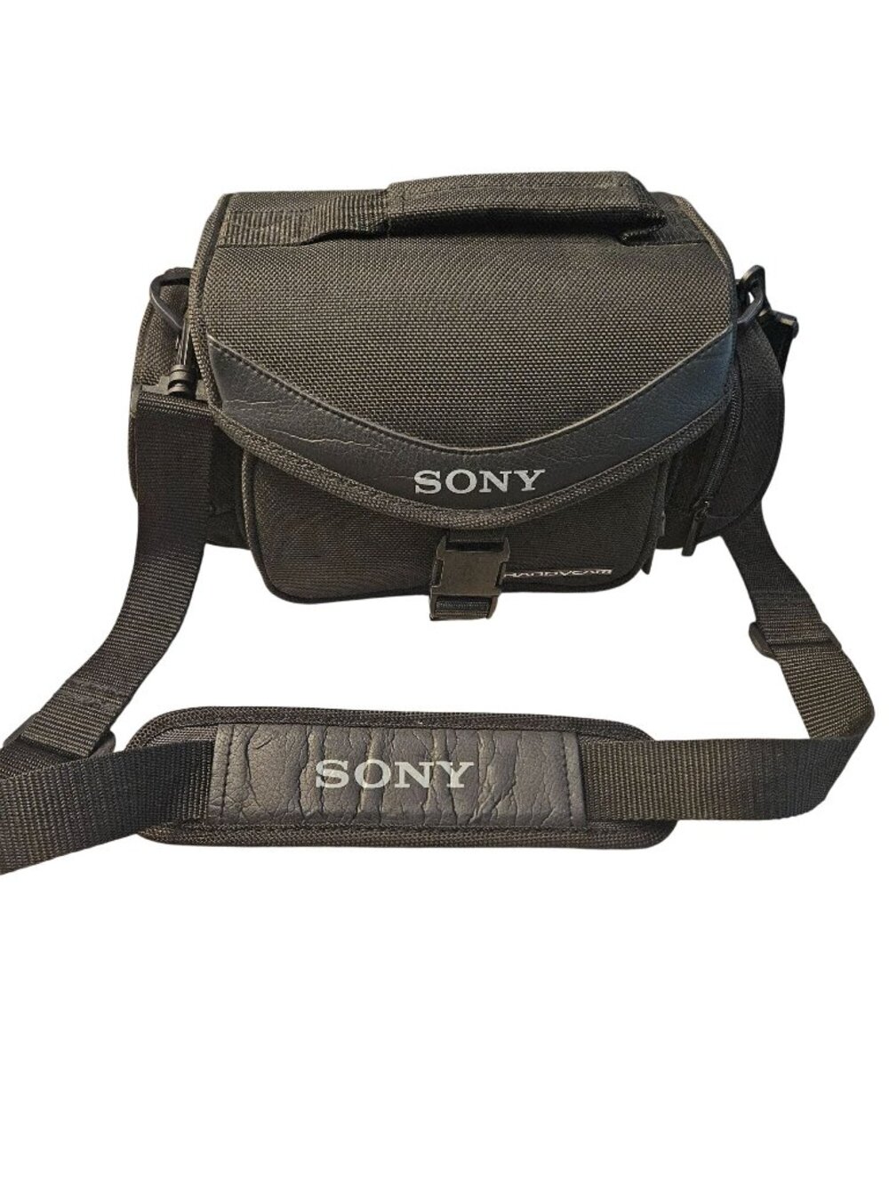 Sony Black Handycam Camera Bag Adjustable Strap Multiple Compartments pockets